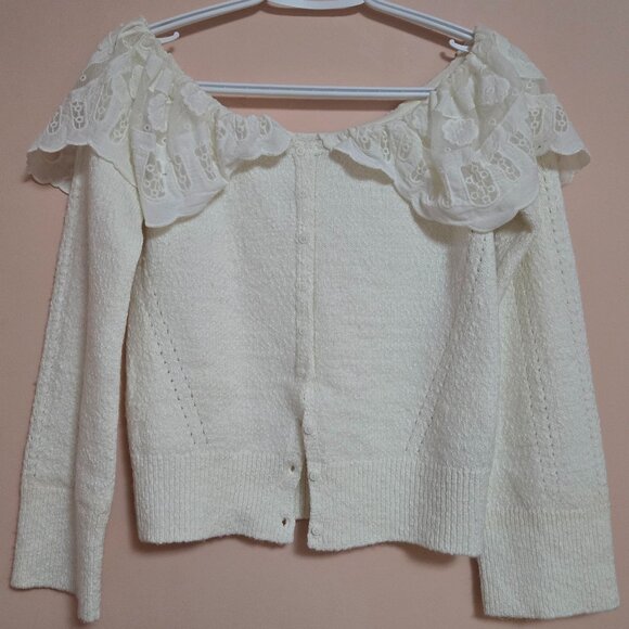Anthropologie Maeve - Lace-Collar Cardigan Sweater - Picture 3 of 7